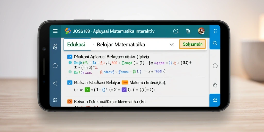 Antarmuka menarik dari aplikasi JOSS188 untuk belajar matematika.