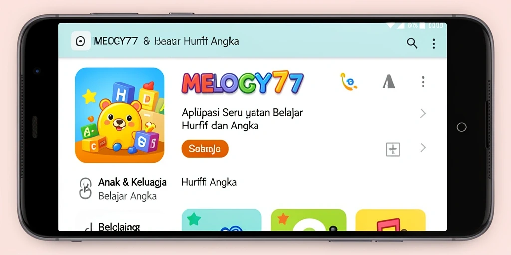 Antarmuka MELODY77 yang menarik untuk belajar huruf dan angka.