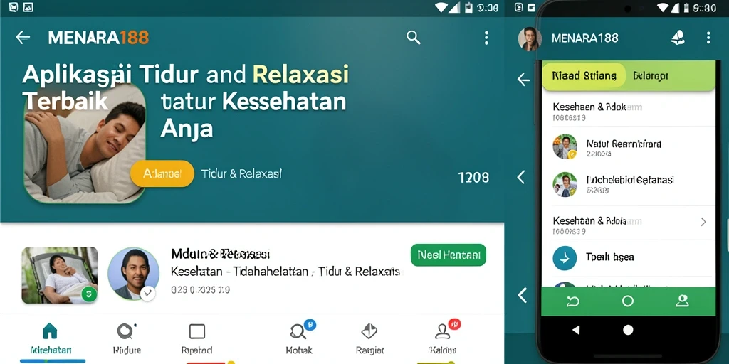 Antarmuka aplikasi MENARA188 yang menenangkan untuk tidur dan relaksasi.