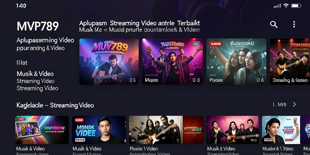 Tampilan antarmuka aplikasi MVP789 yang menarik dan fungsional untuk Streaming Video.